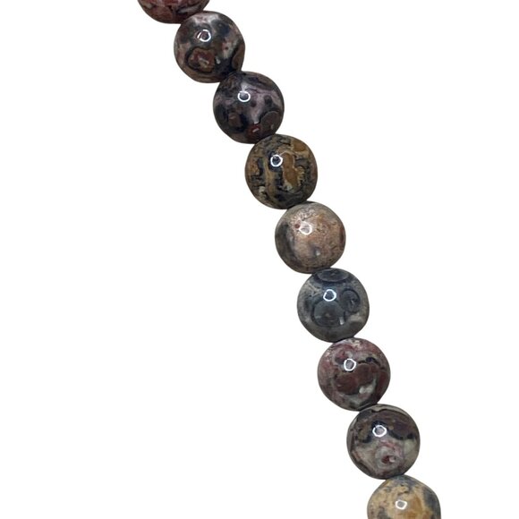 Red Jasper & Rhyolite Beaded Necklace With Silver Clasp - Picture 11 of 14
